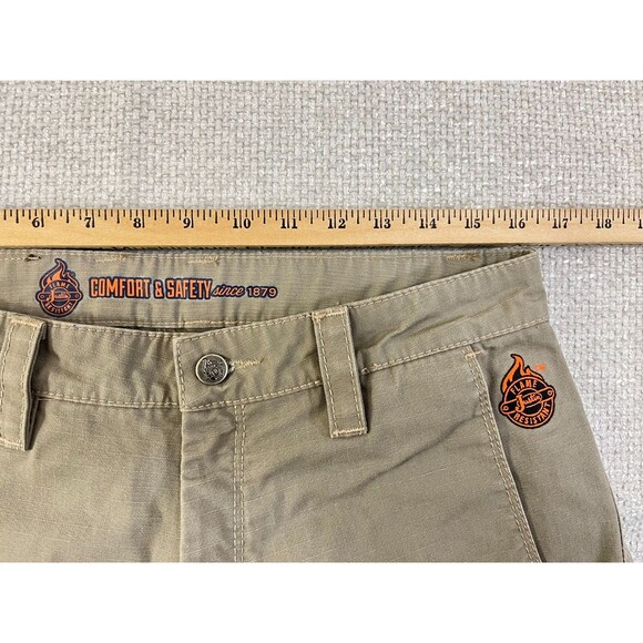 Justin FR Work Pants Men's 33x35 CAT 2 Beige Ripstop Straight Utility Workwear - Picture 9 of 14